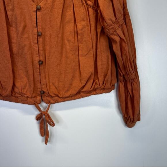 Love, Whit by Whitney Port button front Peasant top orange - L - Picture 6 of 12